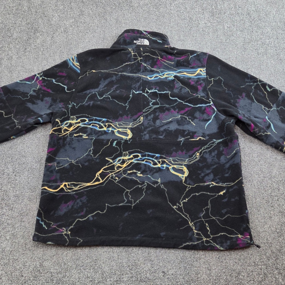 The North Face Fleece Pullover Mens L Black Abstract Print Polartec 1/4 Zip Top - Picture 2 of 7